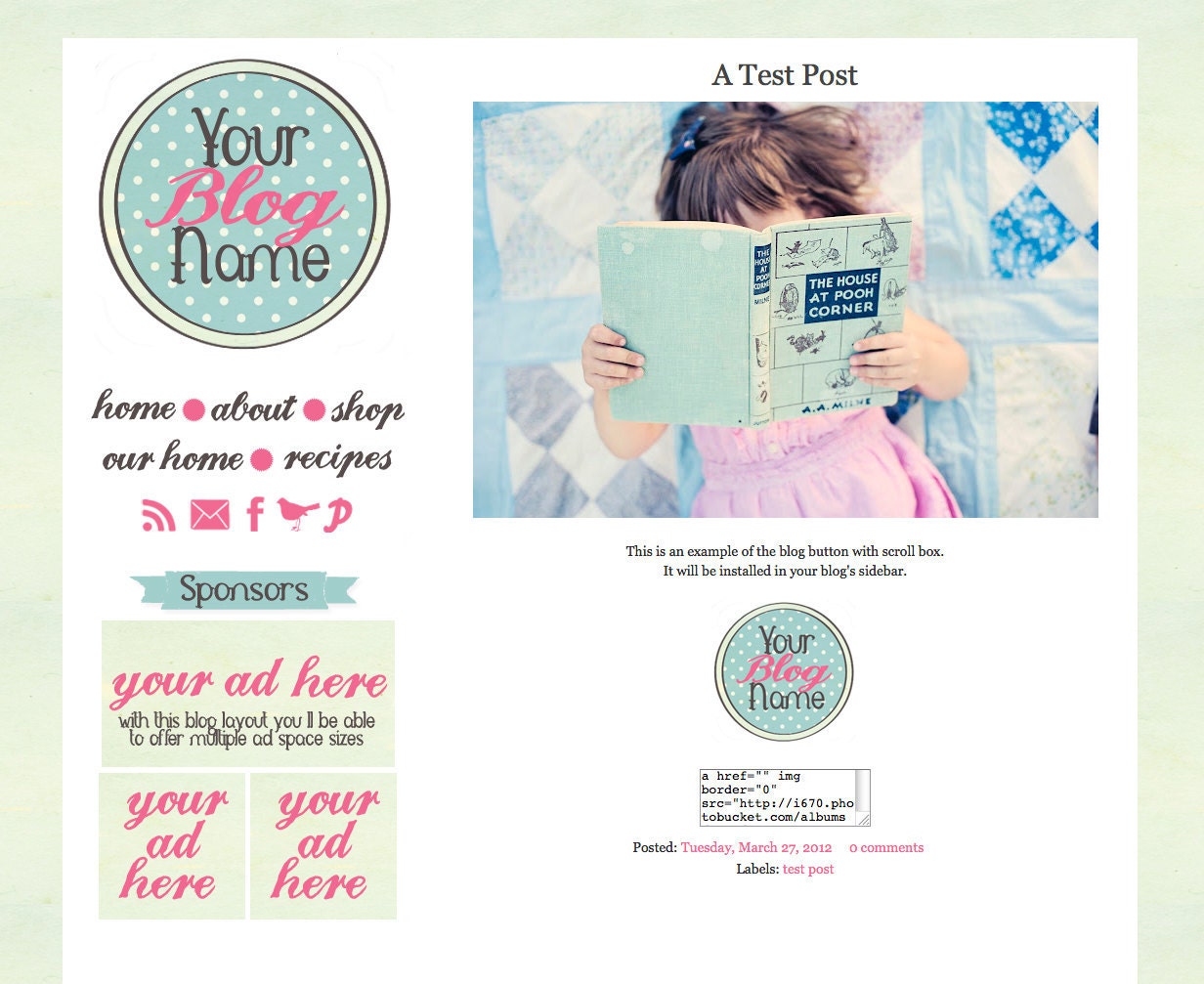 Faded Love- Pre Made Blog Design for Blogger Blogs