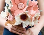 Custom Wedding Wildflower Felt Bouquet & Boutonnieres - - Alternative Wedding Flowers - -
