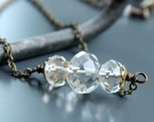 Quartz Necklace -   Handmade Jewelry,  Gemstone Necklace, Brass, Rock Crystal, Quartz Jewelry