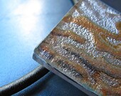 Silver Gold Modern Hand-Made Fused Glass Pendant Necklace