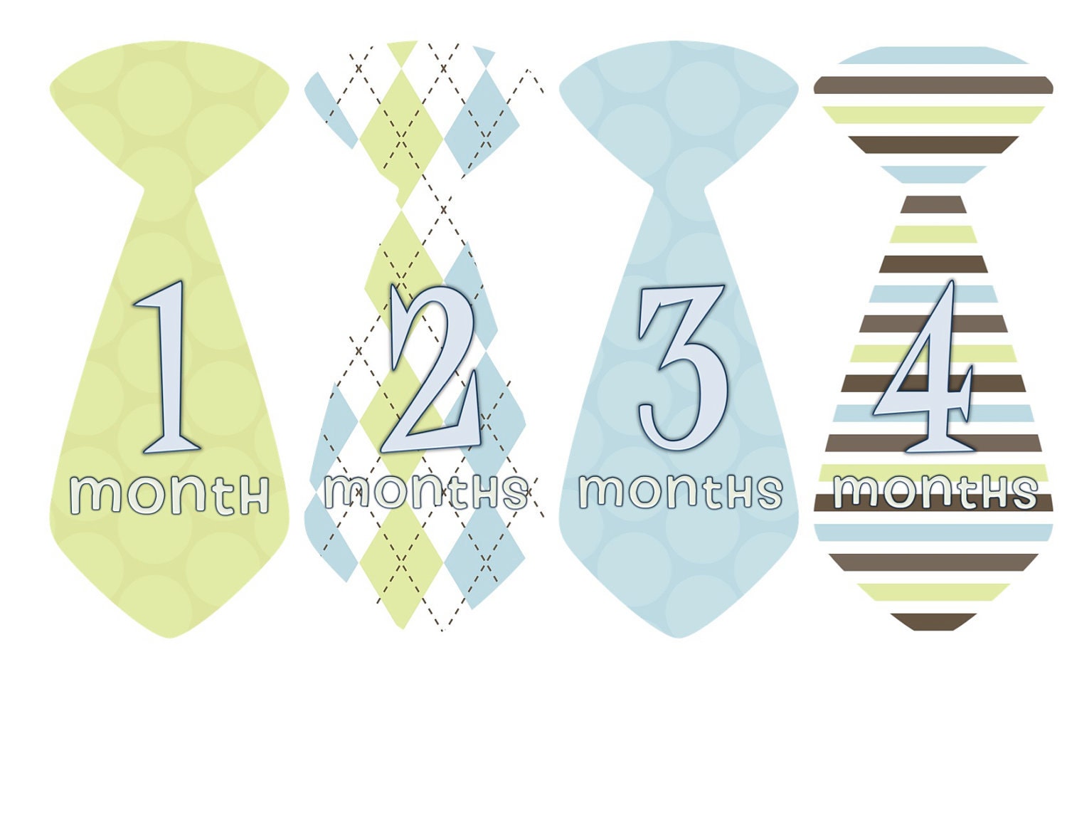 Baby Month Stickers Baby Boy Monthly Onesie Stickers Blue Brown Green Argyle Preppy Tie Month Stickers Baby Shower Gift Photo Prop Les