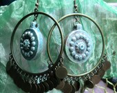 Gypsy Coin Raku Hoop Earrings