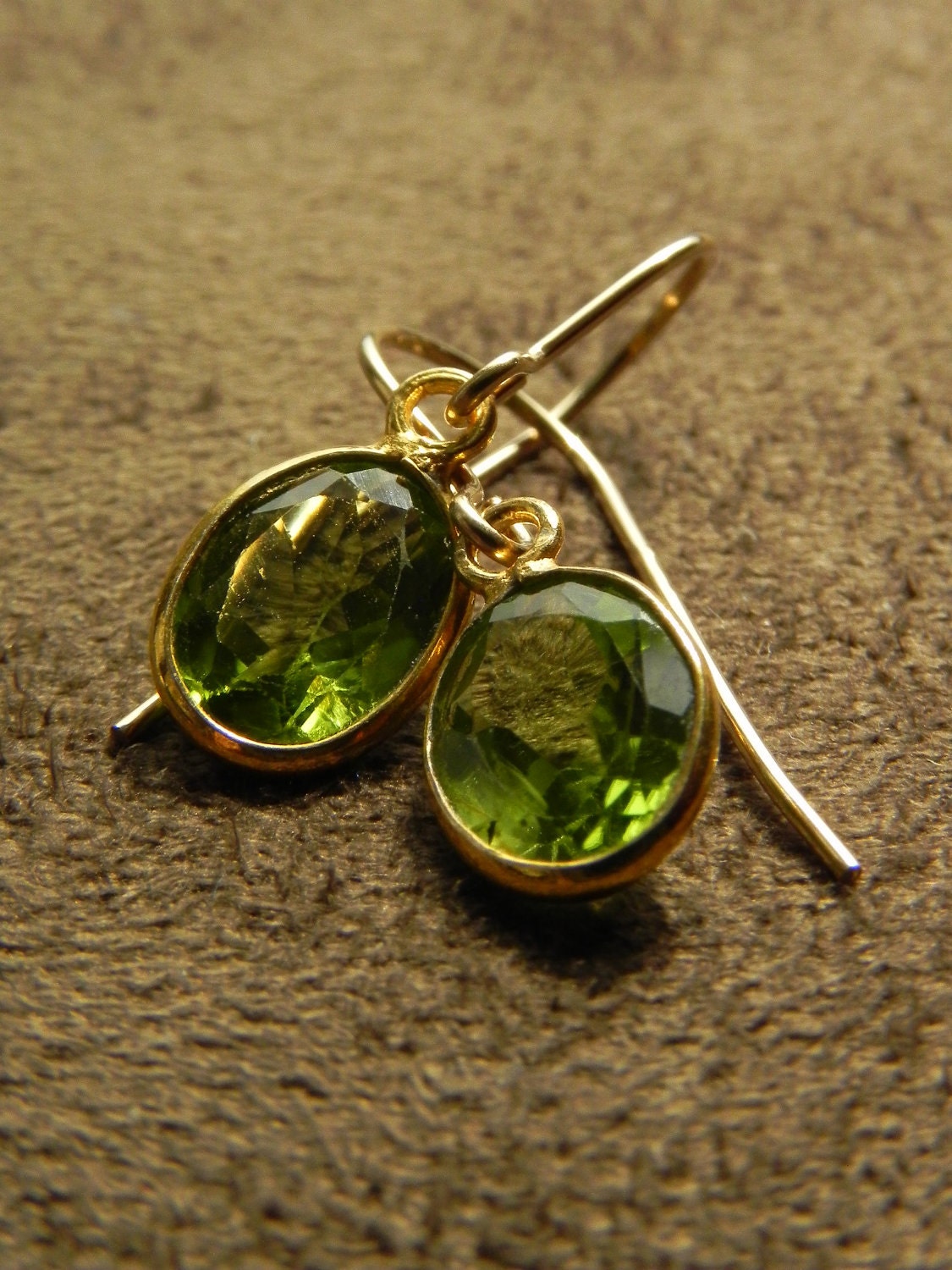 SALE Faceted Peridot and Vermeil Gold Filled Earrings