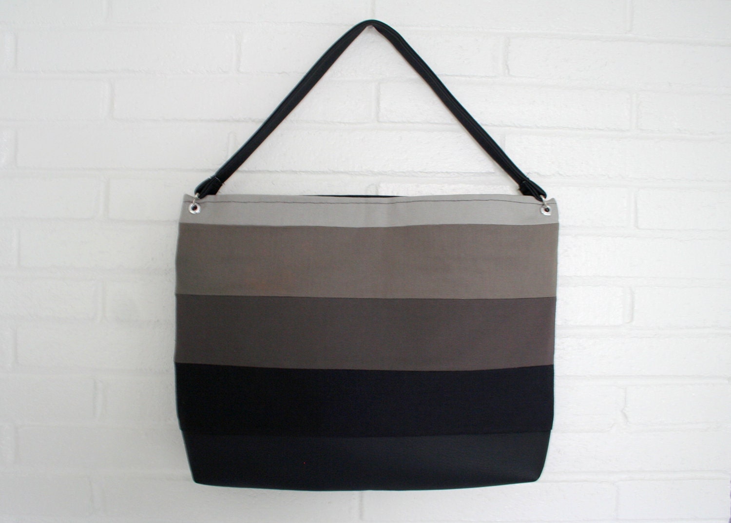 Ombre hobo bag. Black and grey gradient purse.