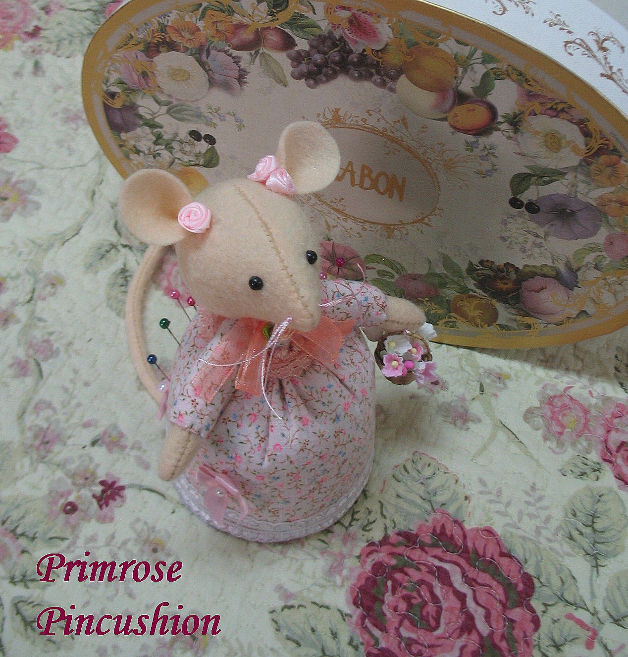 Primrose  Sweetest  pincushion mouse doll...or just to use to decorate or ornament