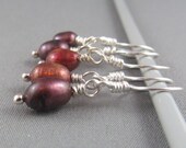 Pearl beaded stitch markers, raisin maroon color.