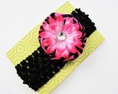 Pink and Black ZEBRA Flower HEADBAND