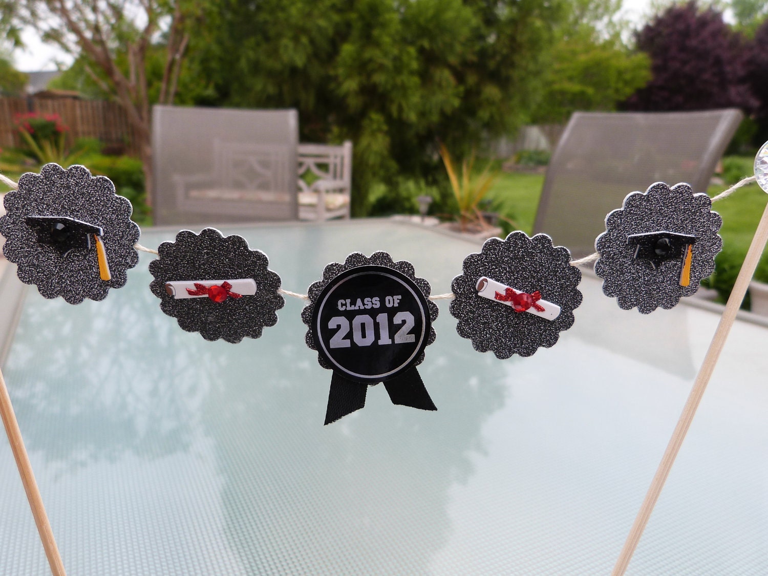 Glittery Sparkle Class of 2012  Graduation -  Cake Topper  - Centerpiece Banner