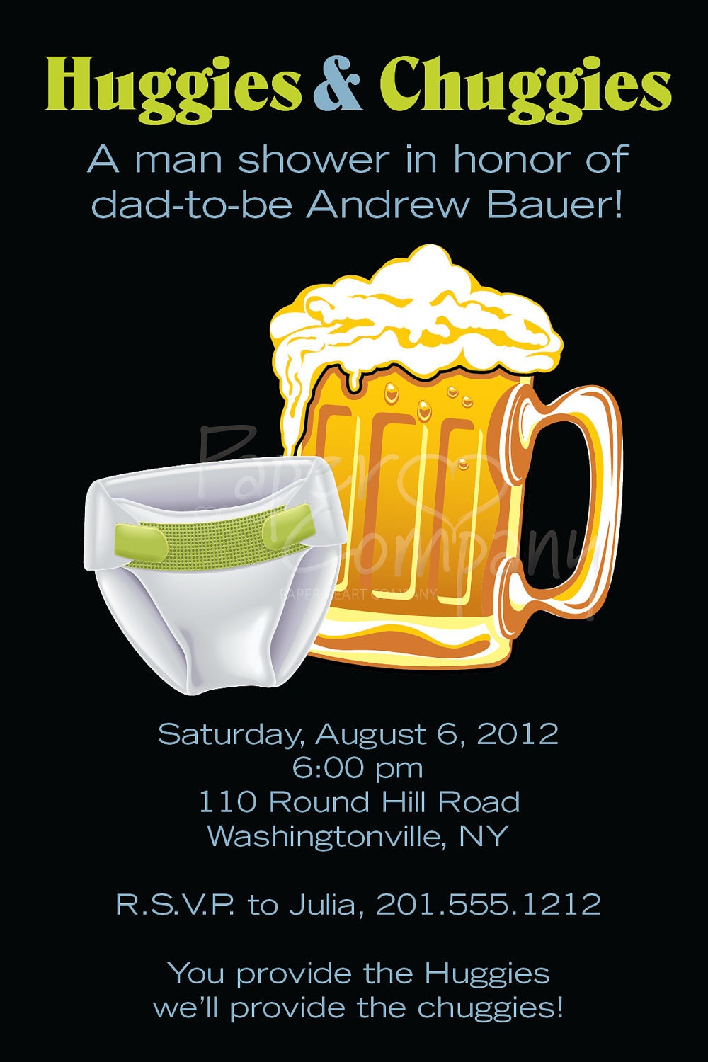 HUGGIES & CHUGGIES bbq, beer and babies Diaper Party Invitation Printable diy Customizable