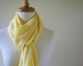 Sunny Yellow Scarf,  Fresh Lemon Shawl, Wrap, Pale Yellow, Bridesmaids, Wedding, Bridal Party, Summer, Creamed Honey