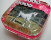 Weird Art for Your Shower: Hells Yeah - Unicorn on Roller Skates