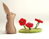 Tiny Flowers Growing in Grass - Wool Felt Toy for Dollhouse and Play Sets