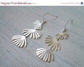 ON SALE- Long Fan Earrings in Silver