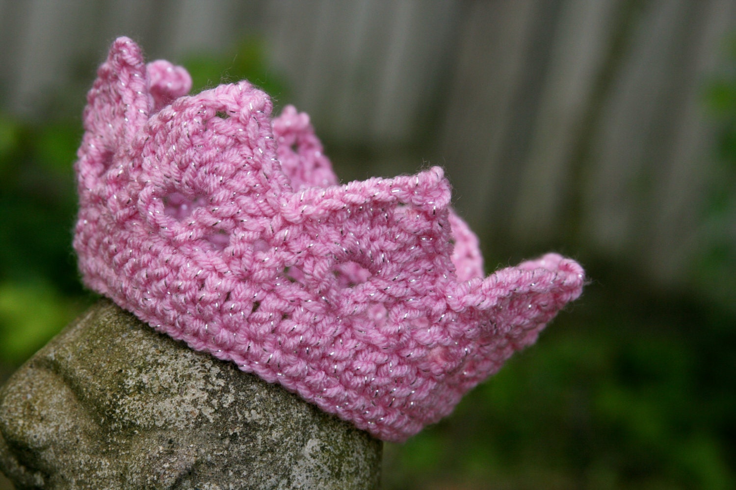 Pink crown Baby sparkly silver thread crochet Newborn Photo Prop Custom all colors available custom boy or girl