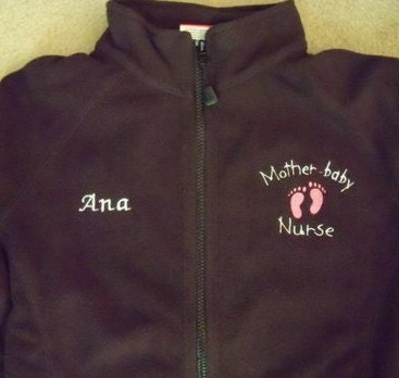 Mother Baby Nurse Embroidered Fleece Jacket