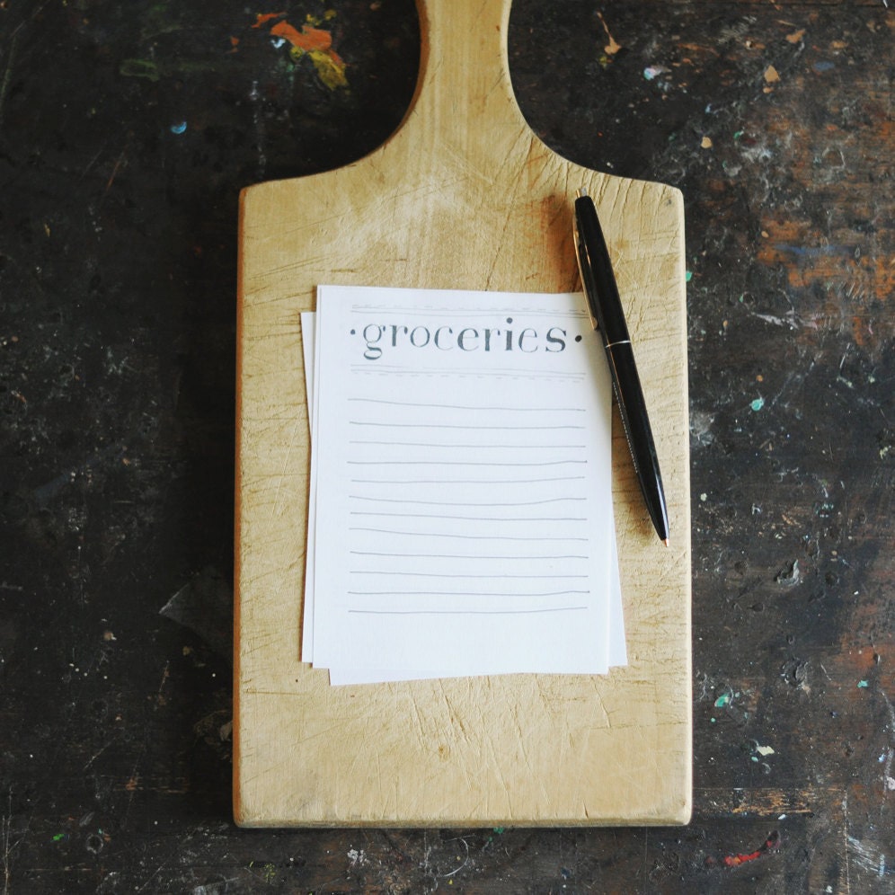 grocery list printable PDF - hand drawn type - classy script