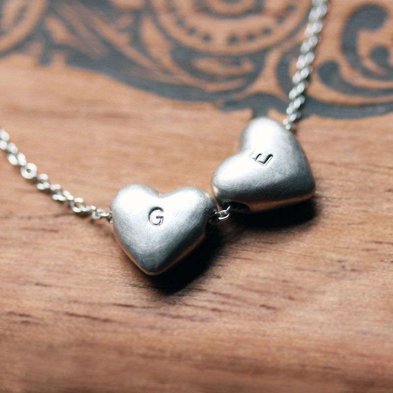 Personalized initial heart necklace - recycled sterling silver - mothers day - heart slider necklace