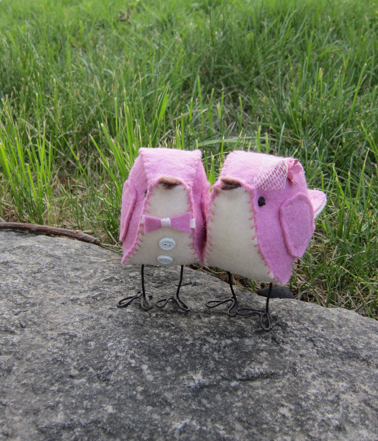 Orchid Pink Love Birds Cake Topper
