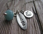 Namaste Hand Stamped Lotus Necklace In Sterling Silver