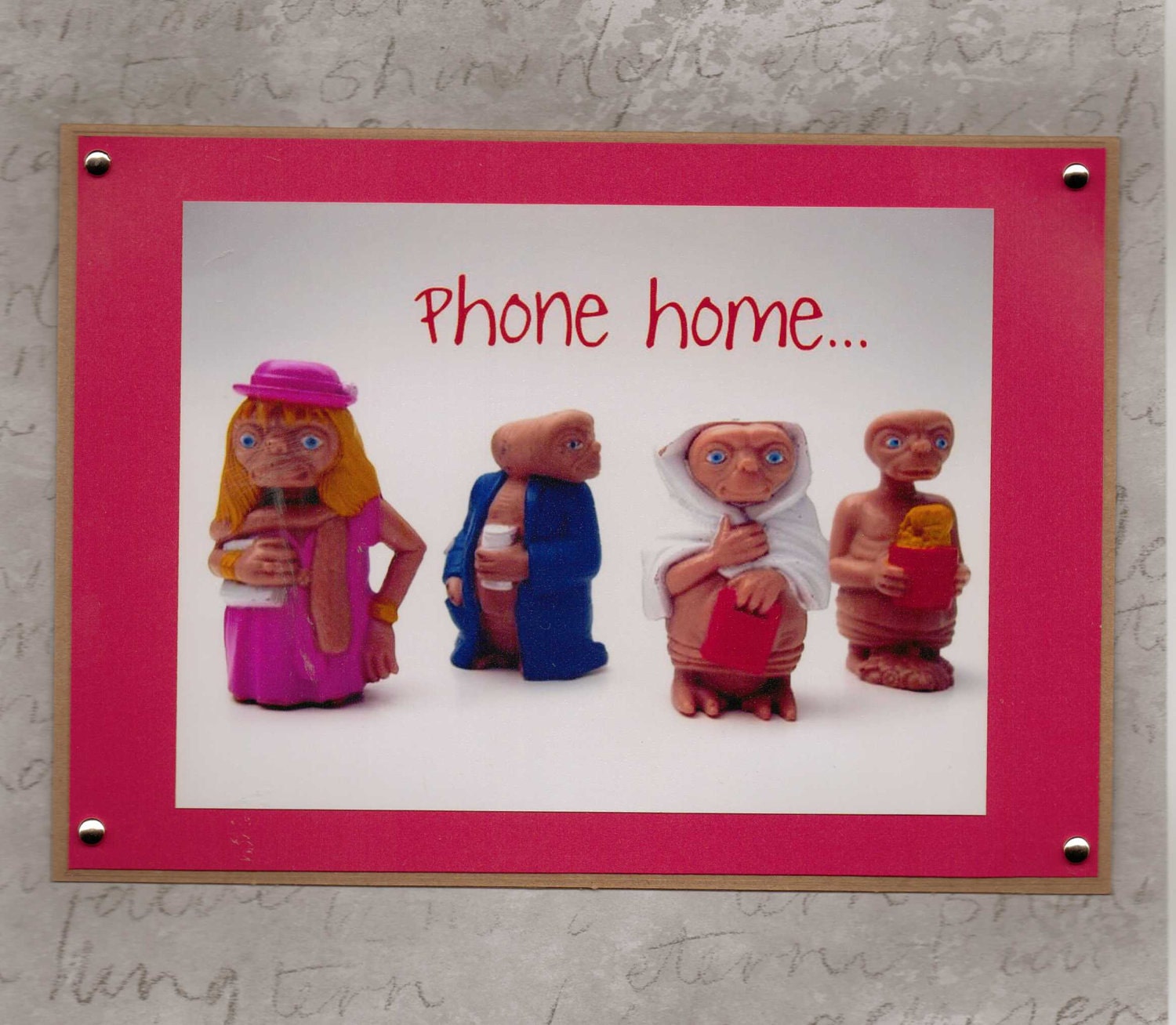 The 80s ET Phone Home-Extra Terrestrial-Handmade Greeting Card for Vintage Lovers