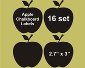 Apple chalkboard labels 16 set, 2.7" x 3", blackboard labels, personalized labels