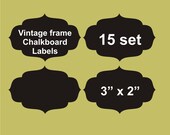 Vintage Frame chalkboard labels 15 set, 3" x 2", blackboard labels, personalized labels