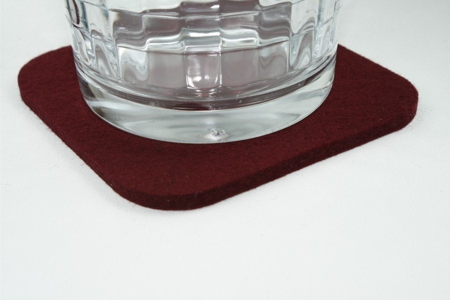 Felt Coasters in 5MM Thick Virgin Merino Wool Felt-Bordeaux
