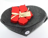 Large Felt Bowl in 5MM Thick Virgin Merino Wool Felt in ANTHRACITE