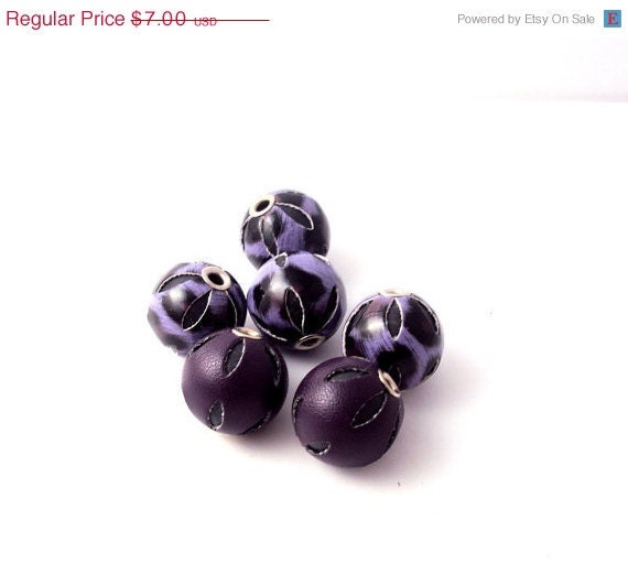 15% OFF 16mm Purple Faux Leather Beads, Basketball Wives Earrings, 6 pieces