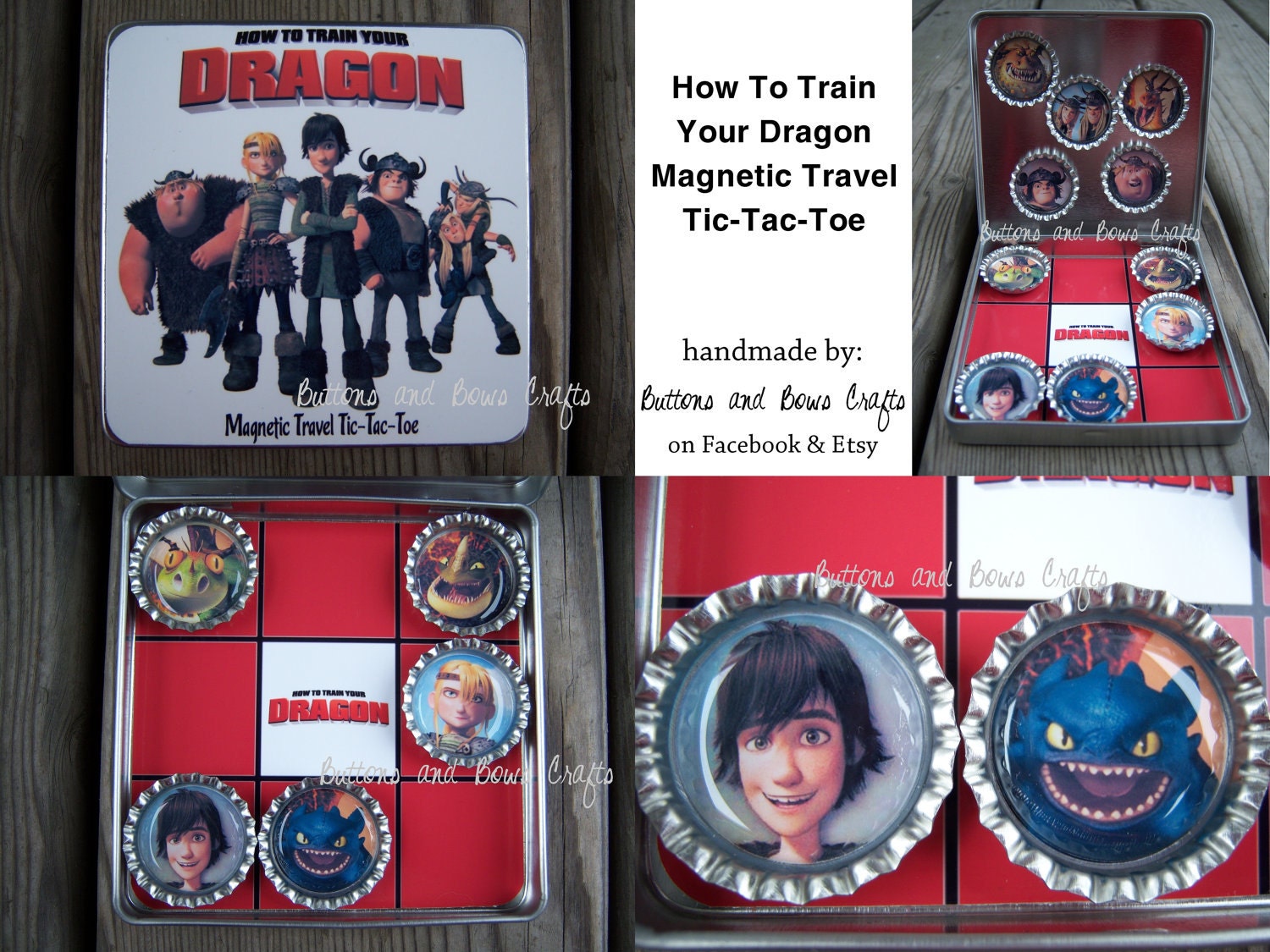 Travel Tic-Tac-Toe with Magnetic Bottle Caps -- HOW to TRAIN your DRAGON theme