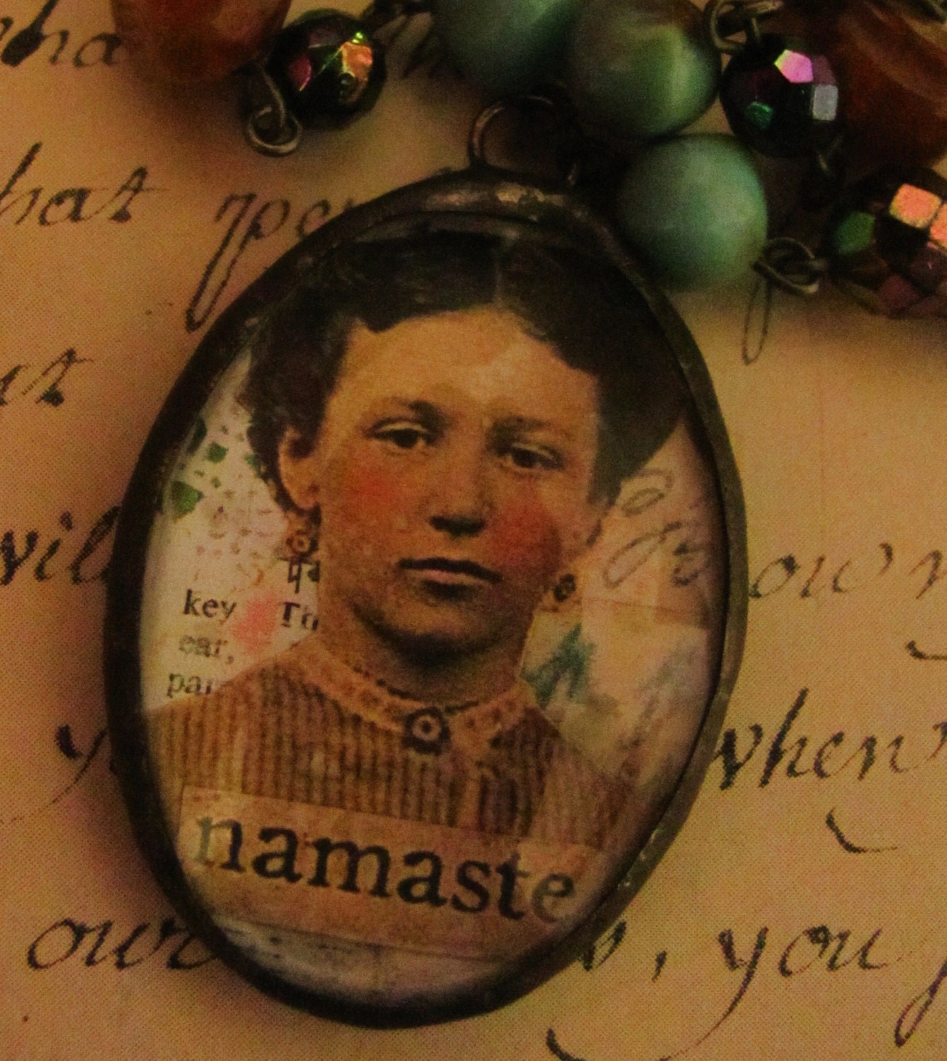 namaste soldered pendant upcycled necklace