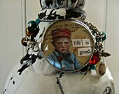 life is good  - soldered pendant beaded bracelet - free shipping
