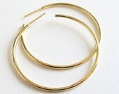18k Gold Large Hoop Hammered Texture Posts