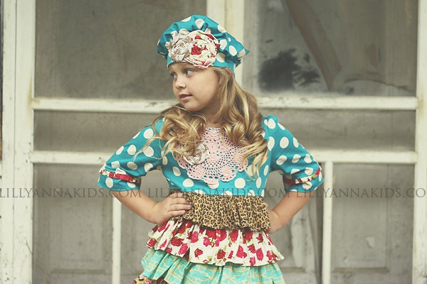 Ruffled Vintage Tea Rose Dress SEWING KIT LillyAnnaKids Sizes 6-10 girls