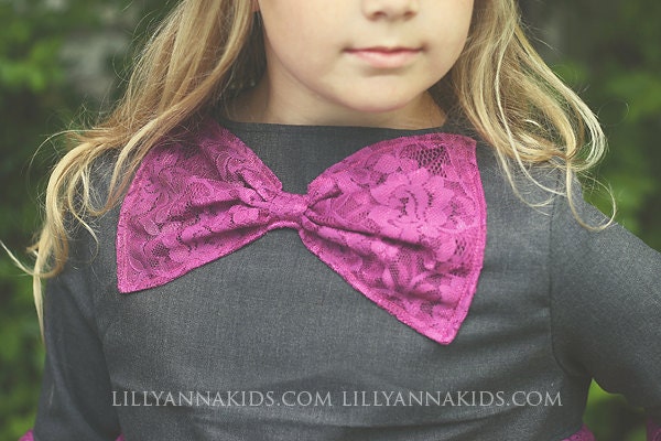 Berry Lace Ruffled Dress SEWING KIT LillyAnnaKids Sizes 6-10 girls