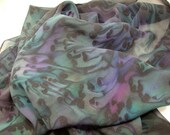 Peacock Black Purple Blue Hand Dyed Silk Scarf