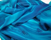 Caribbean Blue Hand Dyed Silk Chiffon Lightweight Summer Scarf