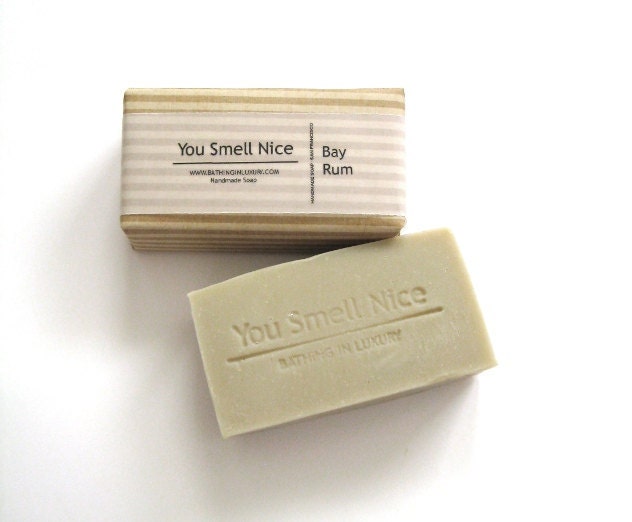 Bay Rum Soap Man Soap for Fathers Day gift for the Dude - Striped Wrap - Made from scratch by Me - See listing for multiple soap discount