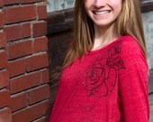 Rose Organic Cotton Long Sleeve Shirt Red Womens MEDIUM
