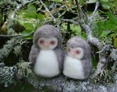 Mother Owl and Baby Owlet -  needle felted in pure wool