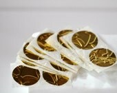 50 Embossed Metallic Gold Foil Stickers Seals