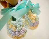 Baby Booties Crocheted in Pastel Cotton Baby Shower Gift