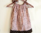 Pink & Brown Paisley Dot Pillowcase Dress - made to order 0 - 12 months