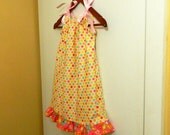 Pillowcase Dress - Dots &  Flowers Pink - made to order 0 - 12 months