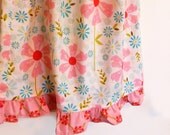 Toddler Dress -  Pink & Blue Flowers on White - made to order  24 months 2t 3t 4t 5t