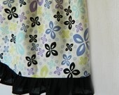 Pillowcase Dress - Purple, Green, & Black Flowers on White - made to order 3 6 9 12 months newborn