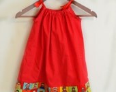 Pillowcase Dress - Red Dot Sock Monkey - made to order 0 - 12 months