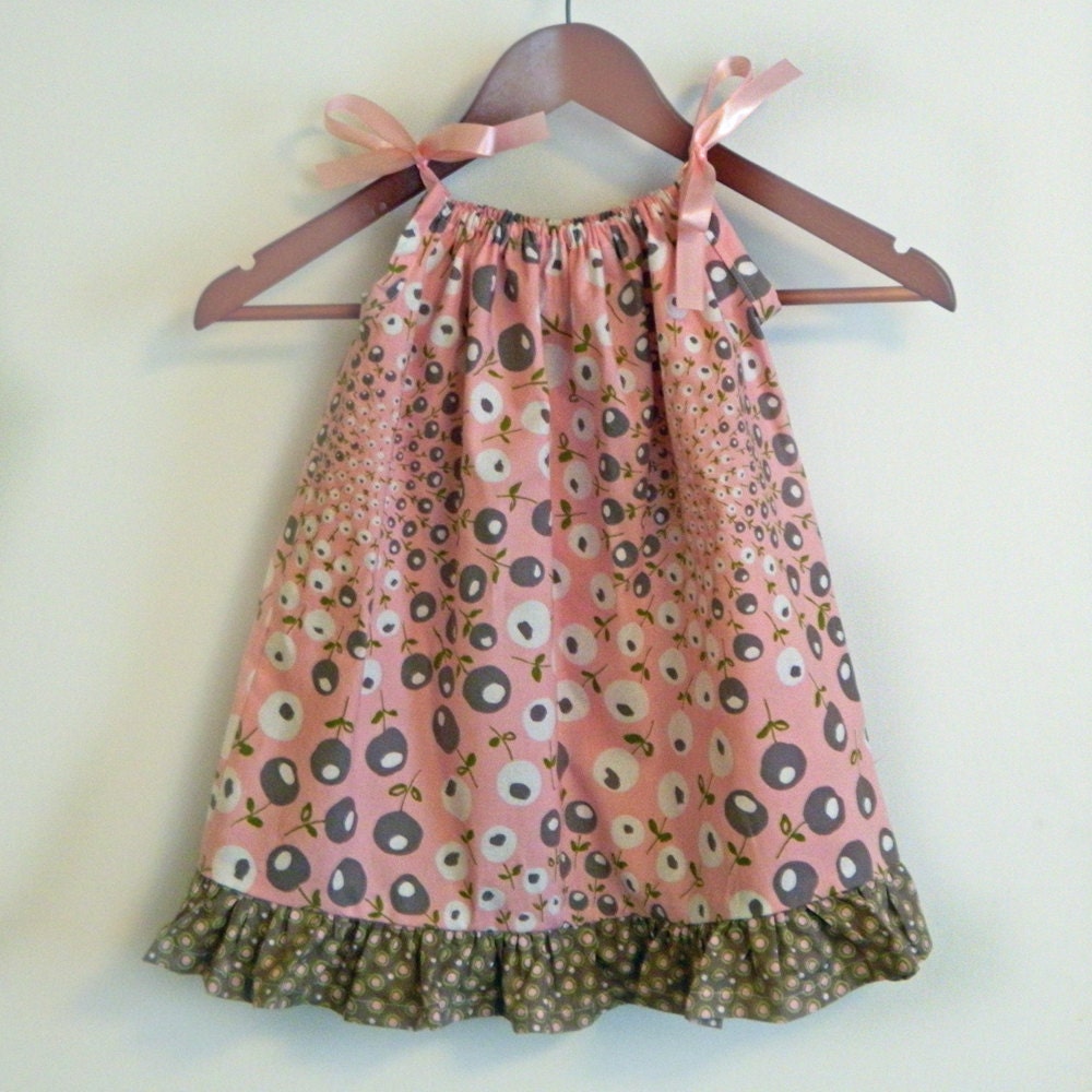 Pink & Brown Flowers Pillowcase Dress -  made to order 0 - 12 months