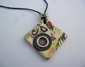 polymer clay pendant pop art mixed media