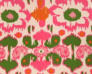 Home Dec Fabric Yardage - Rio, Ikat Floral by Premier Prints - Orange, Green and Pink - 1 Yard